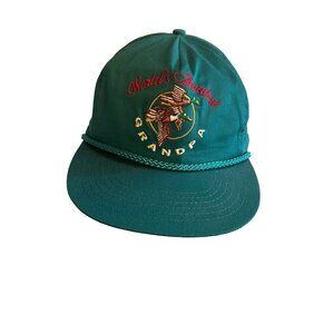 World's Greatest Grandpa Hat Embroidered Adjustable Cap 100% Cotton Green One Si